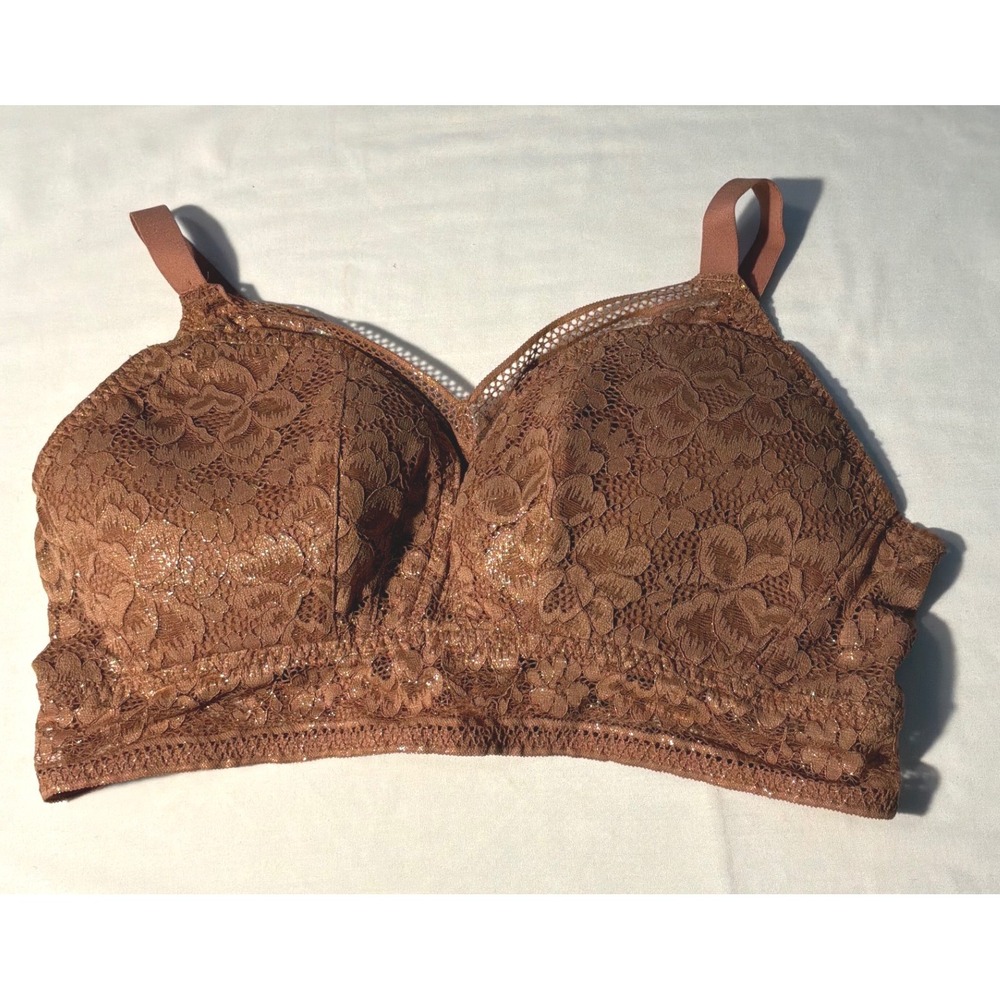 Knix Lace Longline Bra Gilded Gold Wireless Bralette XXL+ KXBRA145DGXXL1